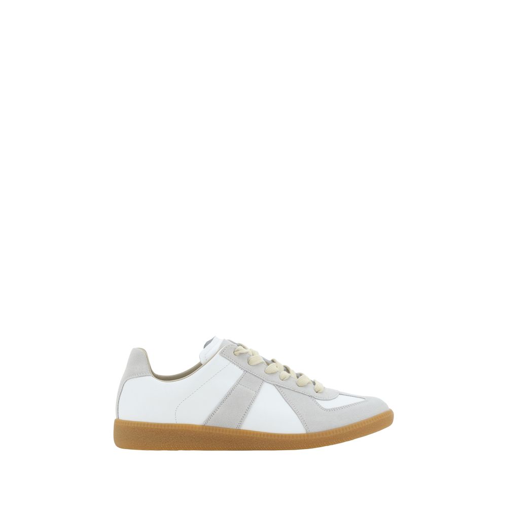 Maison Margiela White Leather and Suede Sneakers with Gum Sole