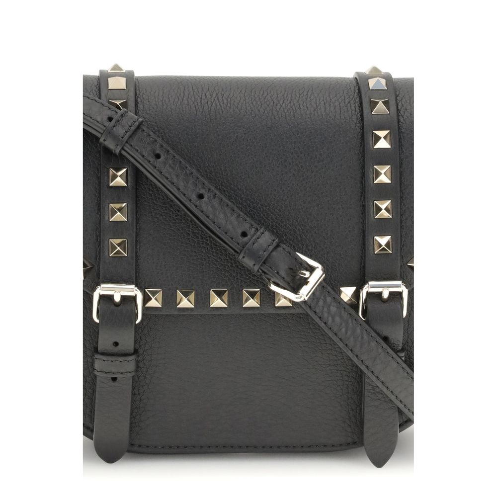 Valentino Garavani Rockstud Small Tote Bag in Black Grainy Leather