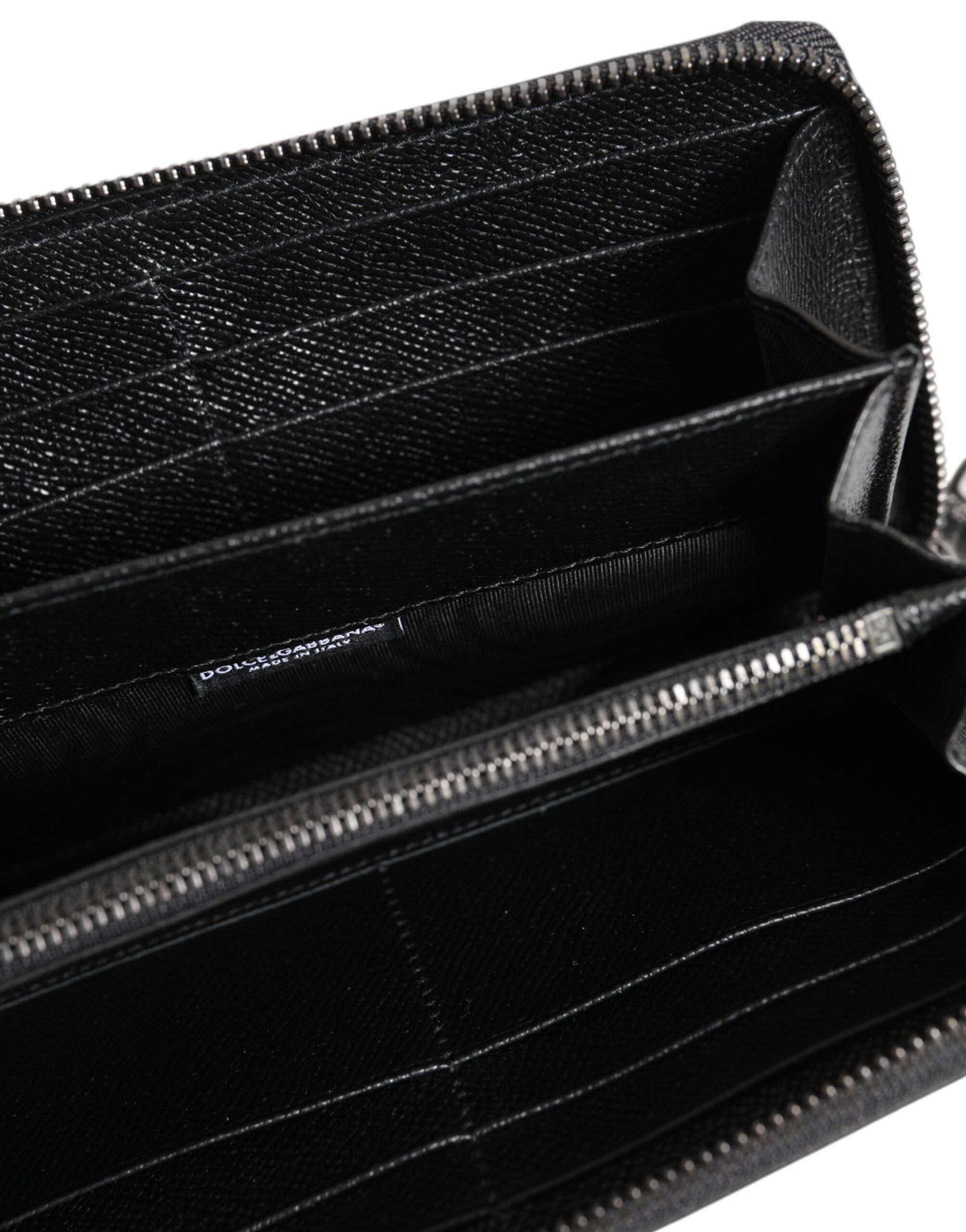 Dolce & Gabbana Black Leather #DGFAMILY Zipper Continental Mens Wallet