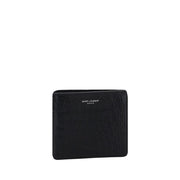 Saint Laurent Black Leather Billfold Wallet with Monogram