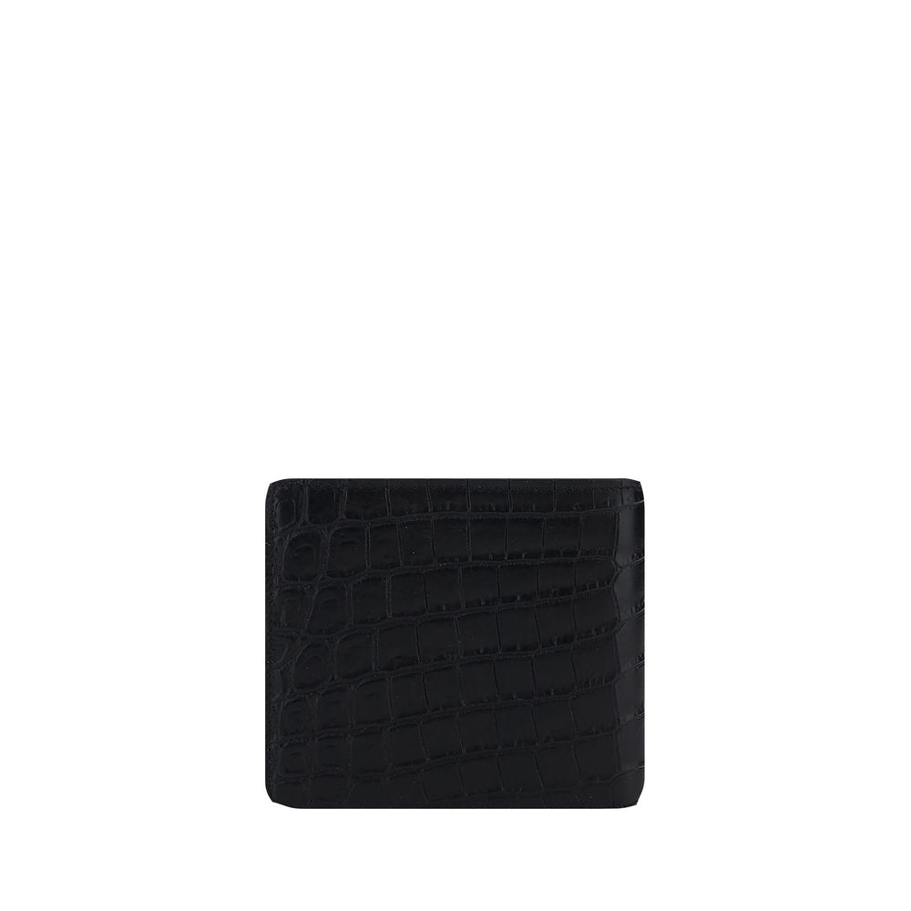 Saint Laurent Black Leather Billfold Wallet with Monogram
