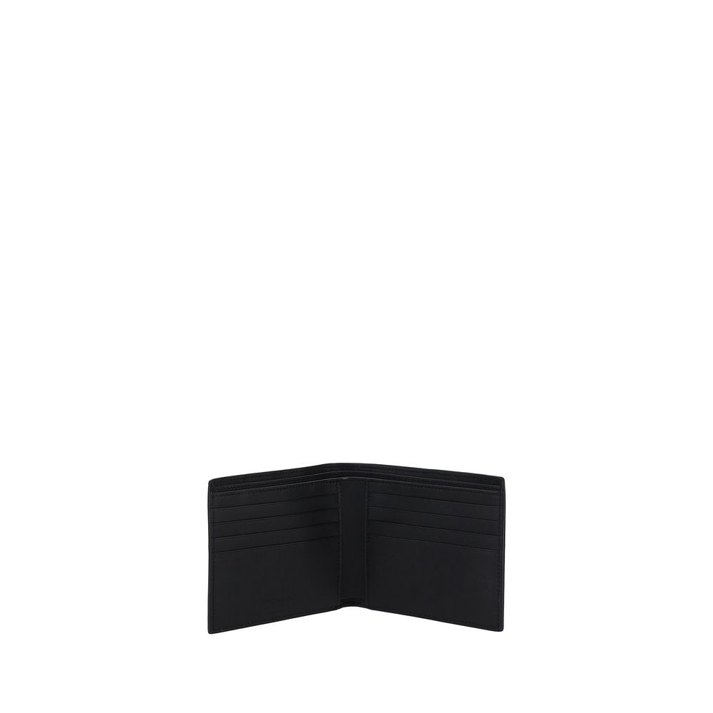 Saint Laurent Black Leather Billfold Wallet with Monogram
