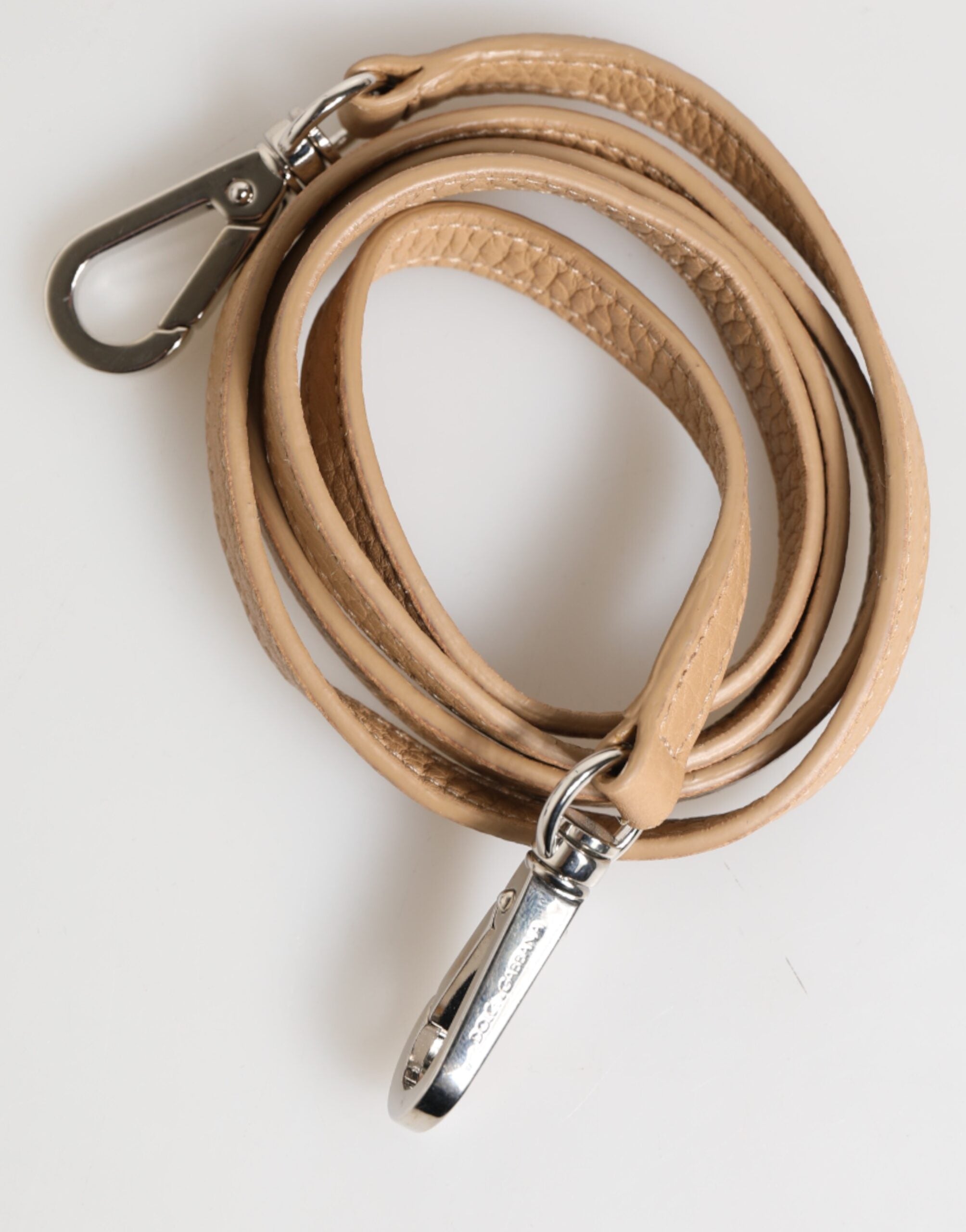 Dolce & Gabbana Beige Calfskin Leather Large Crossbody Card Holder Wallet