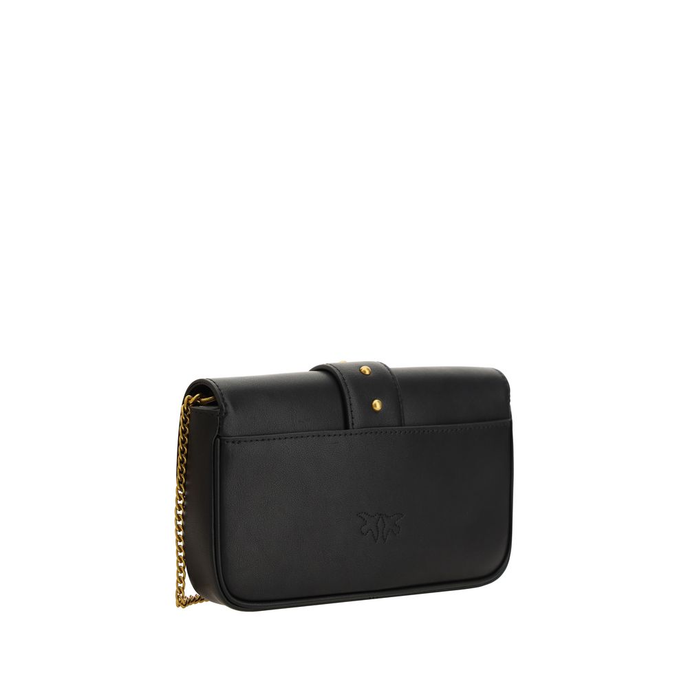 PINKO Love One Borsa a Tracolla Piccola in Pelle Nera SS26