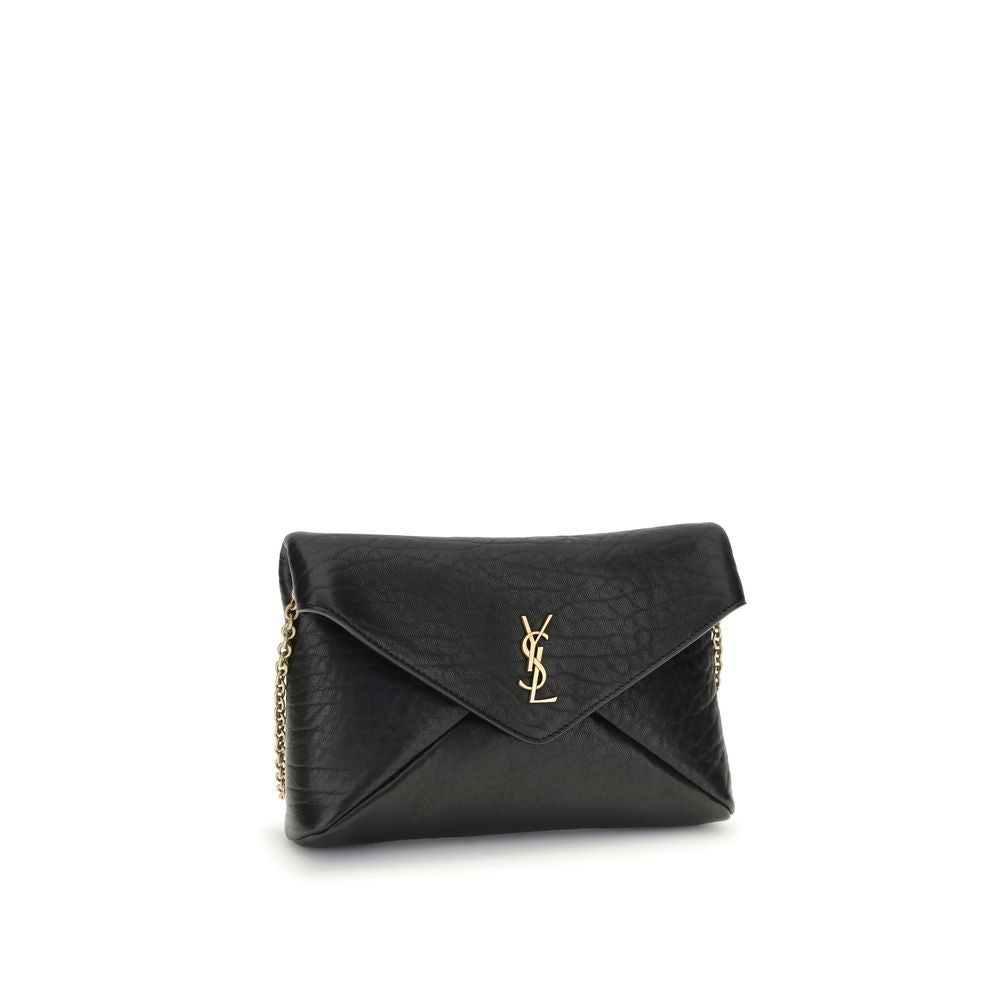 Saint Laurent Cassandre Black Lambskin Chain Clutch