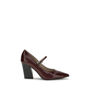 PINKO Bordeaux Patent Leather Pumps with Cubic Heel