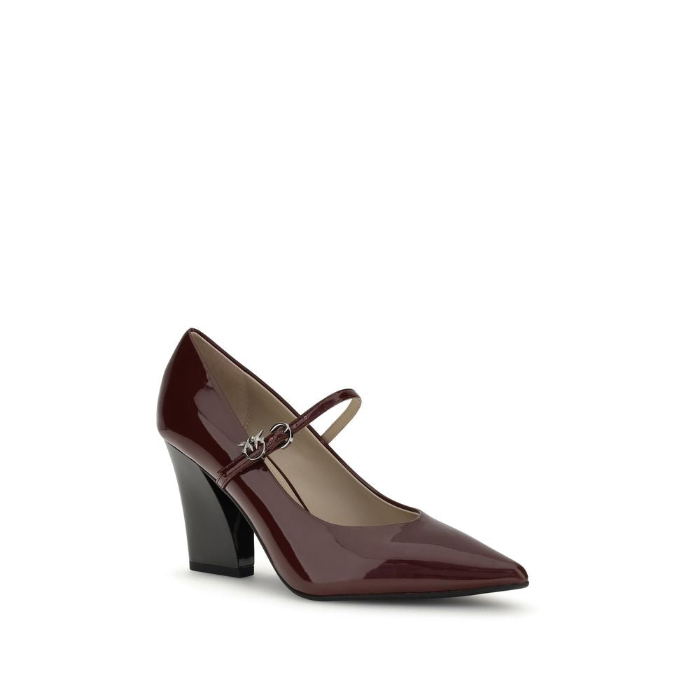 PINKO Bordeaux Patent Leather Pumps with Cubic Heel