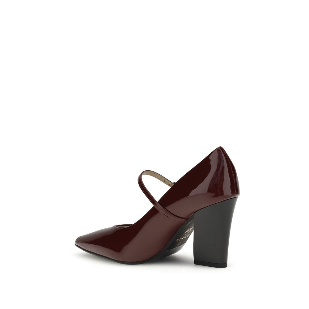 PINKO Bordeaux Patent Leather Pumps with Cubic Heel