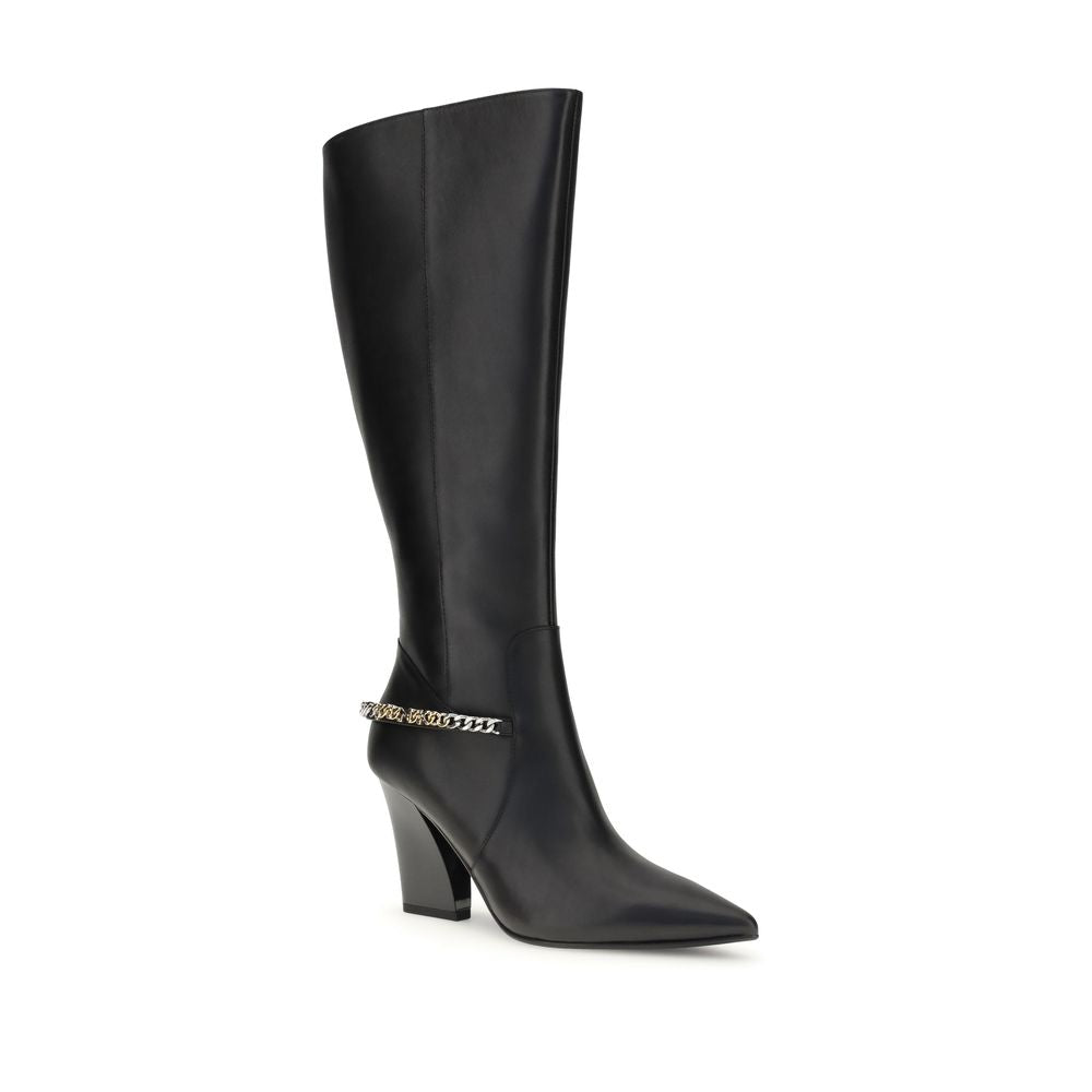 PINKO Viola High Black Nylon Boots with Asymmetric Heel AW25