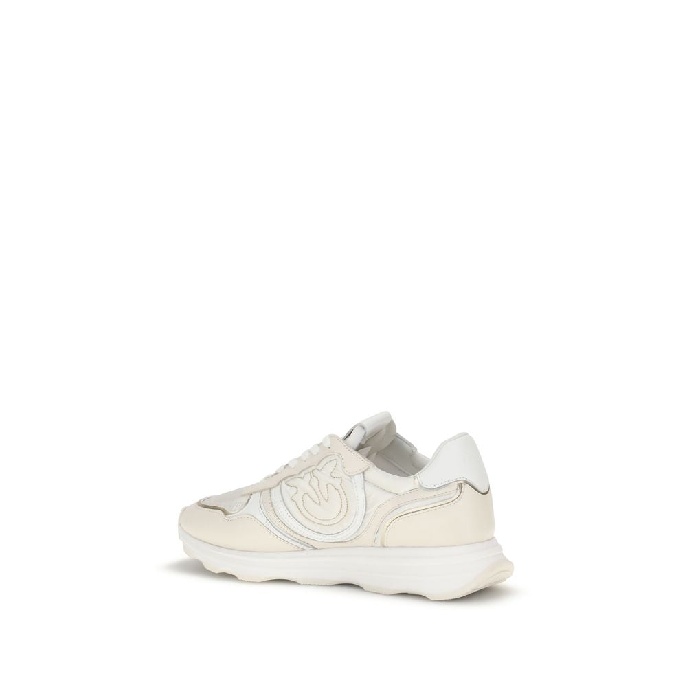 PINKO Zoe Sneakers Basse in Cotone e Pelle Bianca AW25