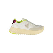 Blauer Women's Sneakers in White Polyurethane, Cream and Pink Details