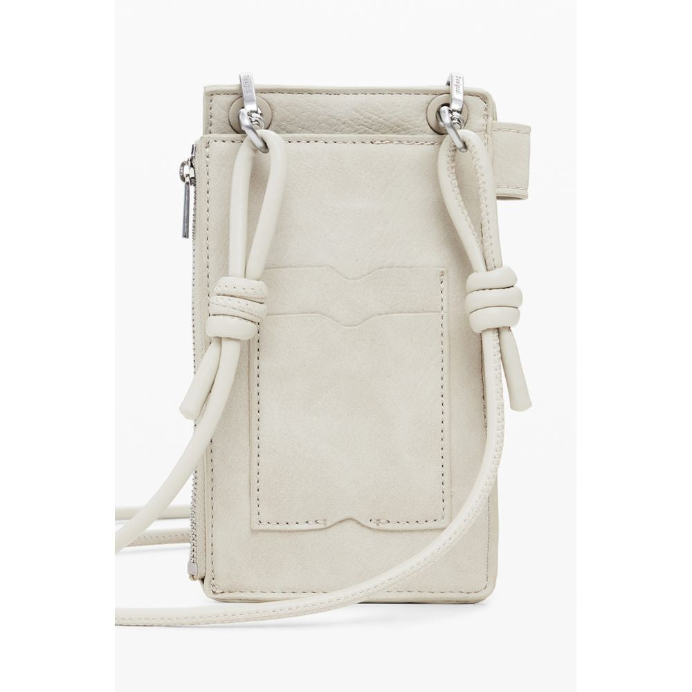 Desigual Women's Half Logo Milton Wallet in Beige Polyethylene, Removable Shoulder Strap and Key Ring