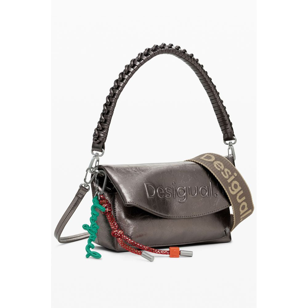 Desigual Half Logo Trokel Handbag in Bronze Polyethylene, 3 External Pockets