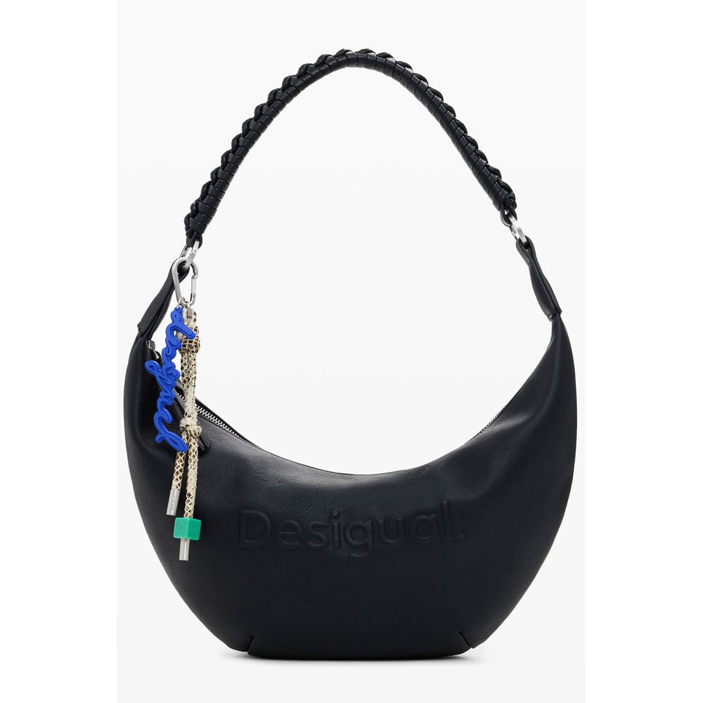 Desigual HALF LOGO ZANTE Handbag in Black Polyethylene, Adjustable Shoulder Strap