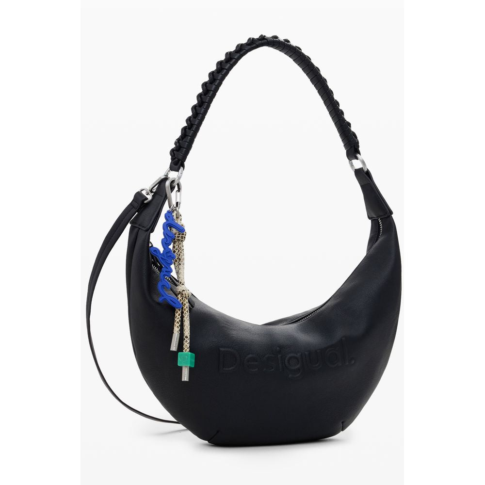 Desigual HALF LOGO ZANTE Handbag in Black Polyethylene, Adjustable Shoulder Strap