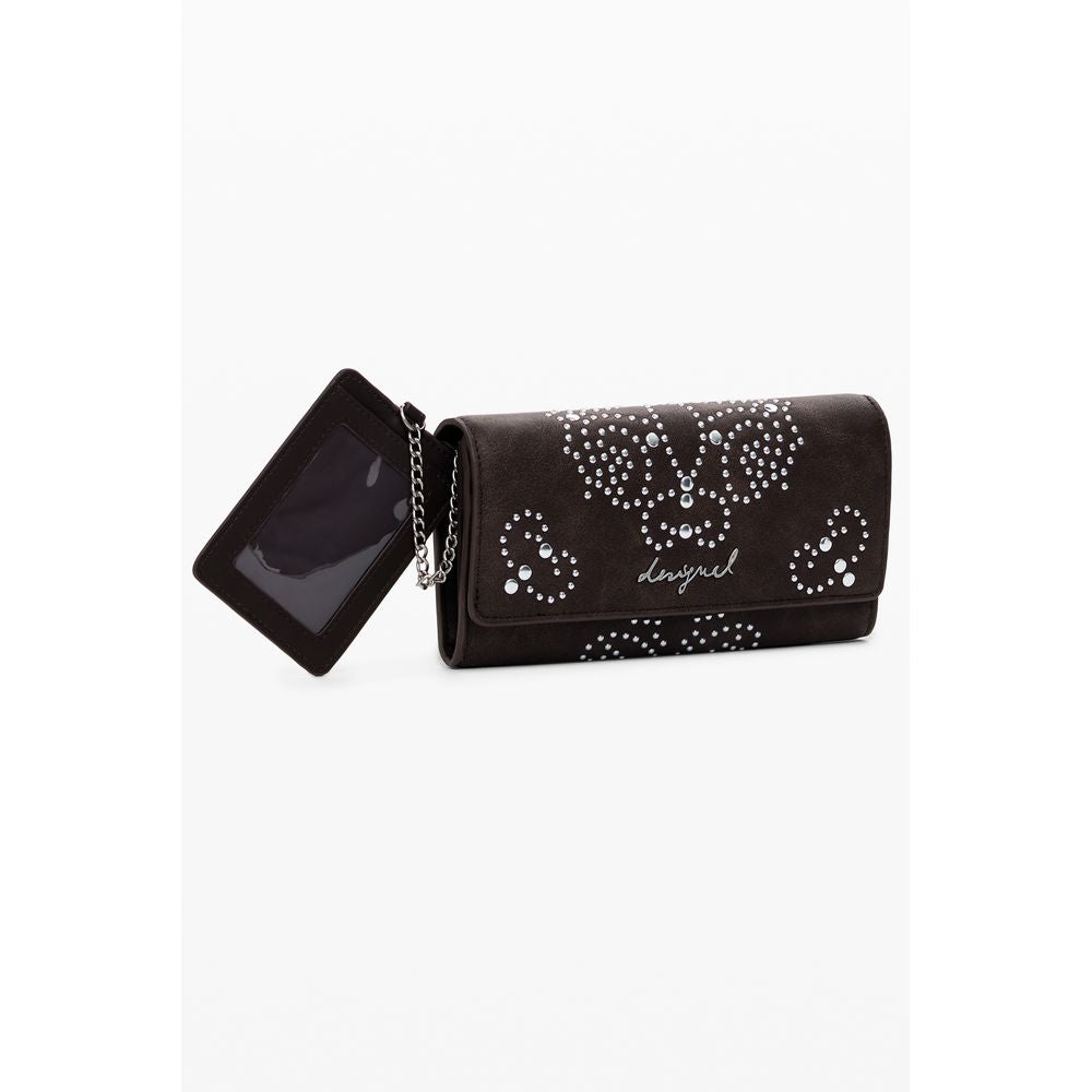 Desigual MARIONA POKER FACE Women's Wallet in Brown Polyethylene, Studs and Key Ring