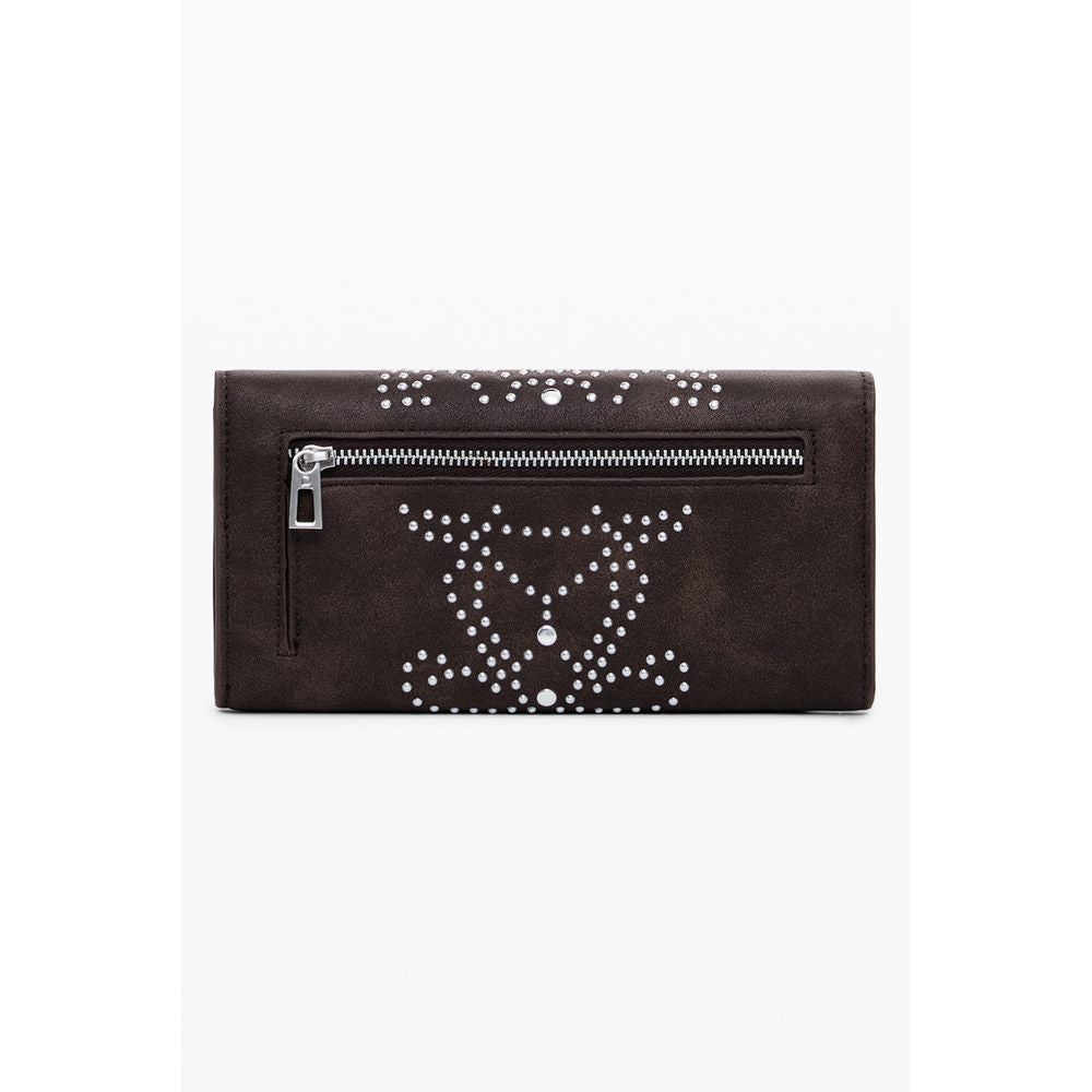 Desigual MARIONA POKER FACE Women's Wallet in Brown Polyethylene, Studs and Key Ring