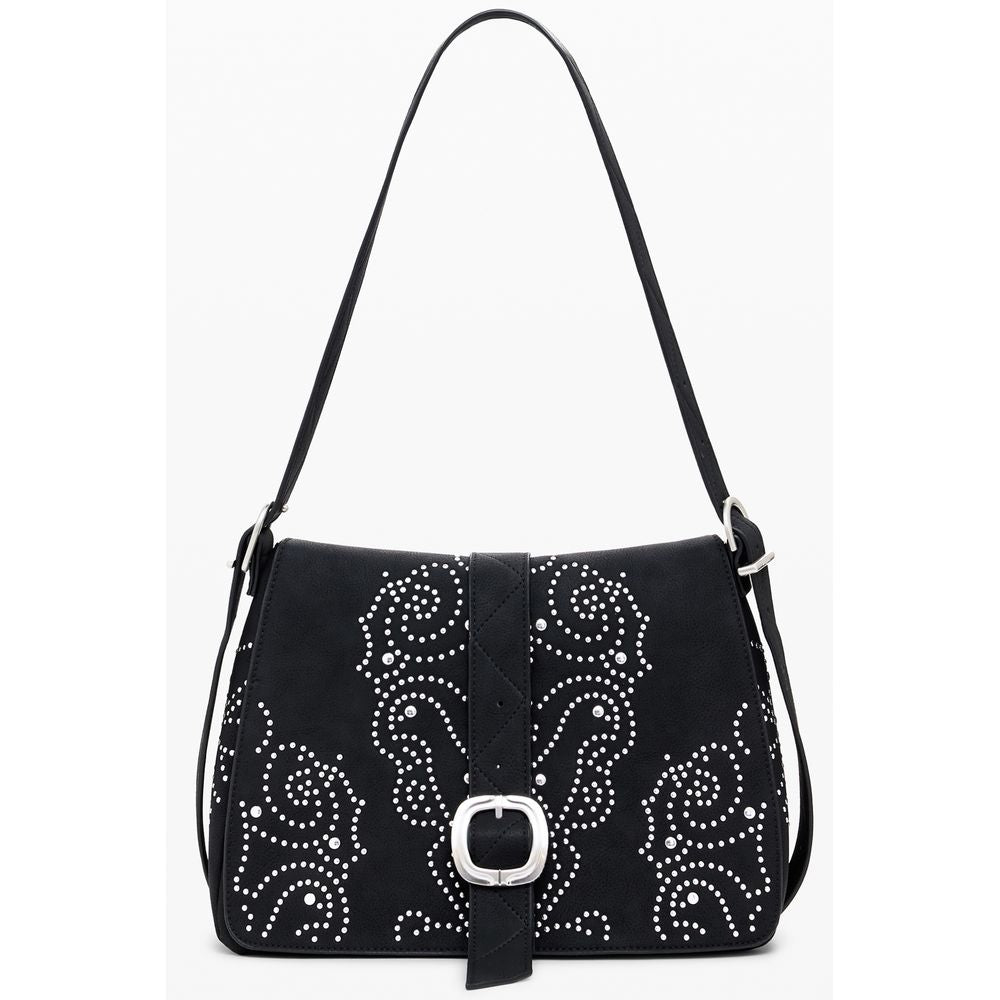 Desigual Poker Face Posadas Shoulder Bag in Black Polyethylene, Studs