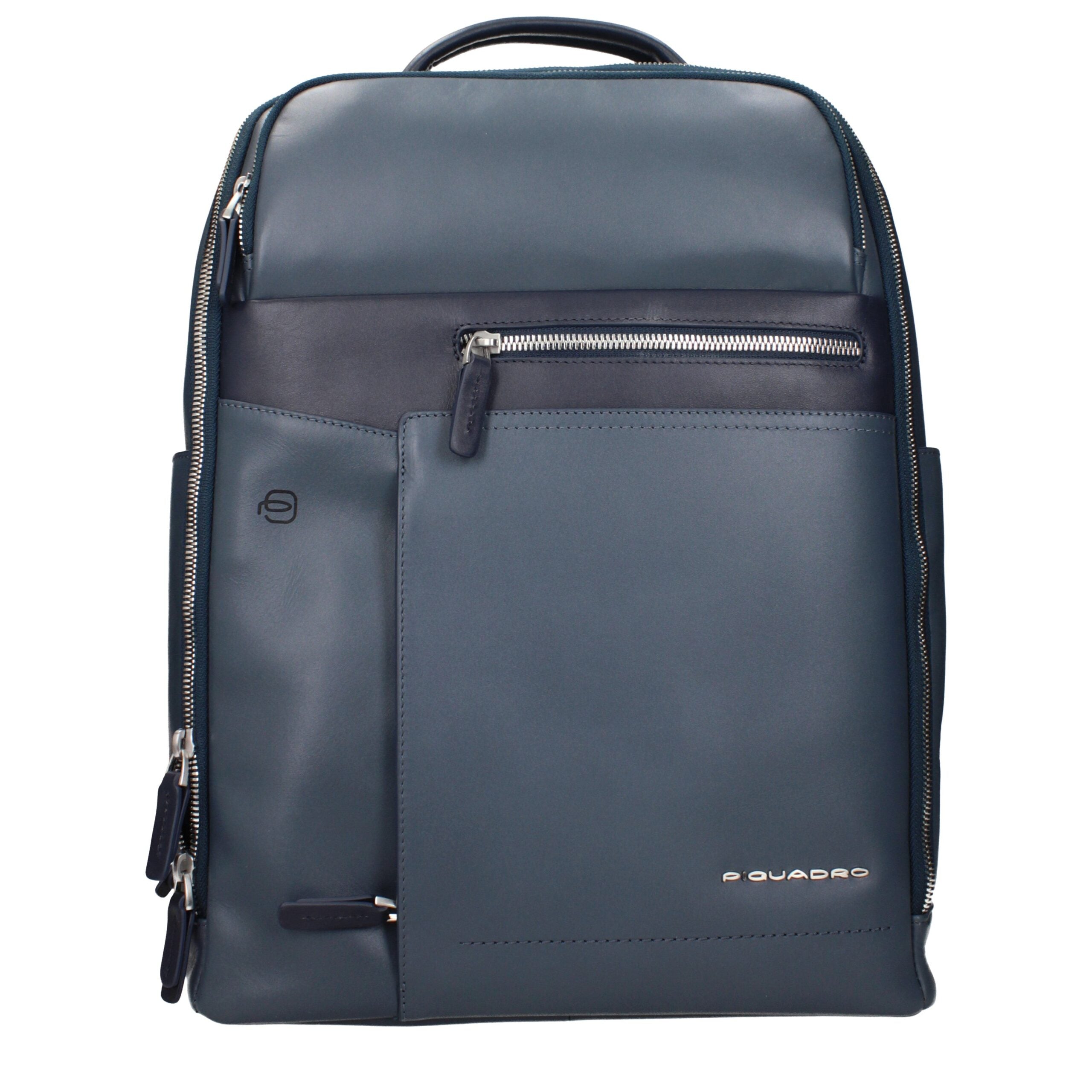 Piquadro CA4118W82BLU Vintage-Effect Blue Leather Laptop Backpack