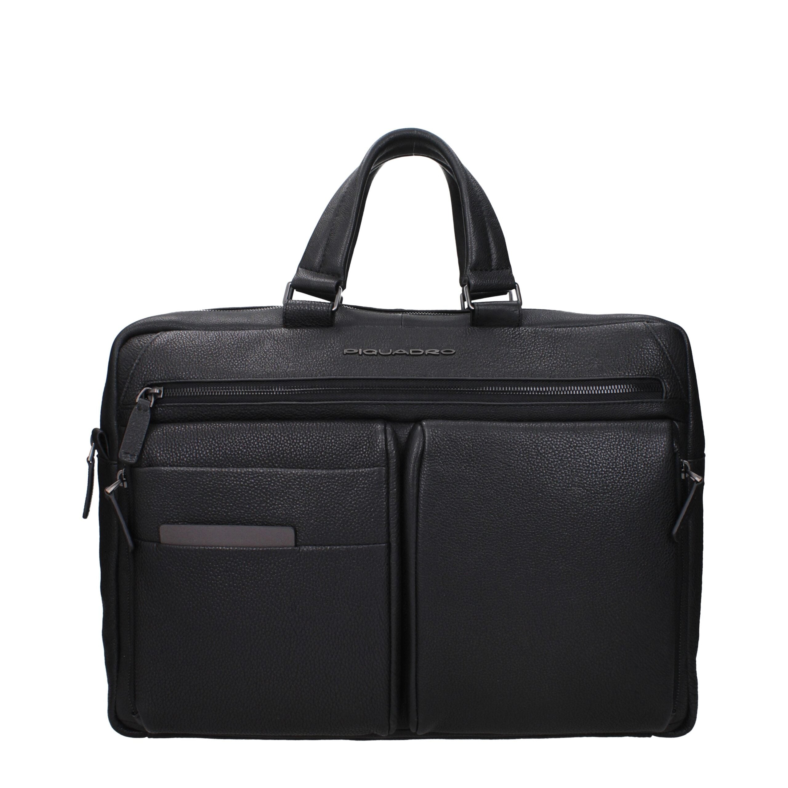 Piquadro Black Leather Business/Messenger Bag CA6025S122N (Connequ)