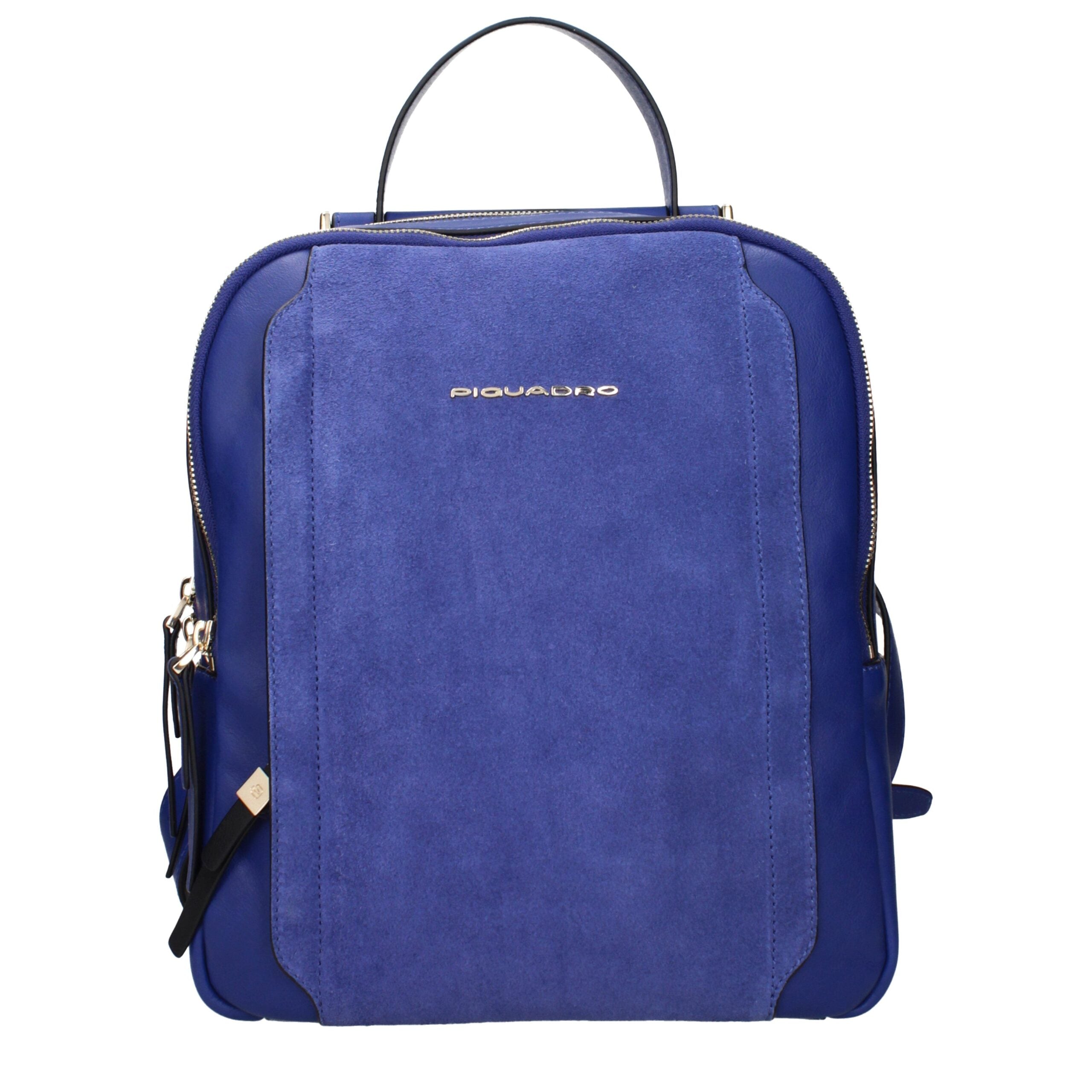Piquadro CA5566W92BLU3 Vintage-Effect Blue Leather Laptop Backpack