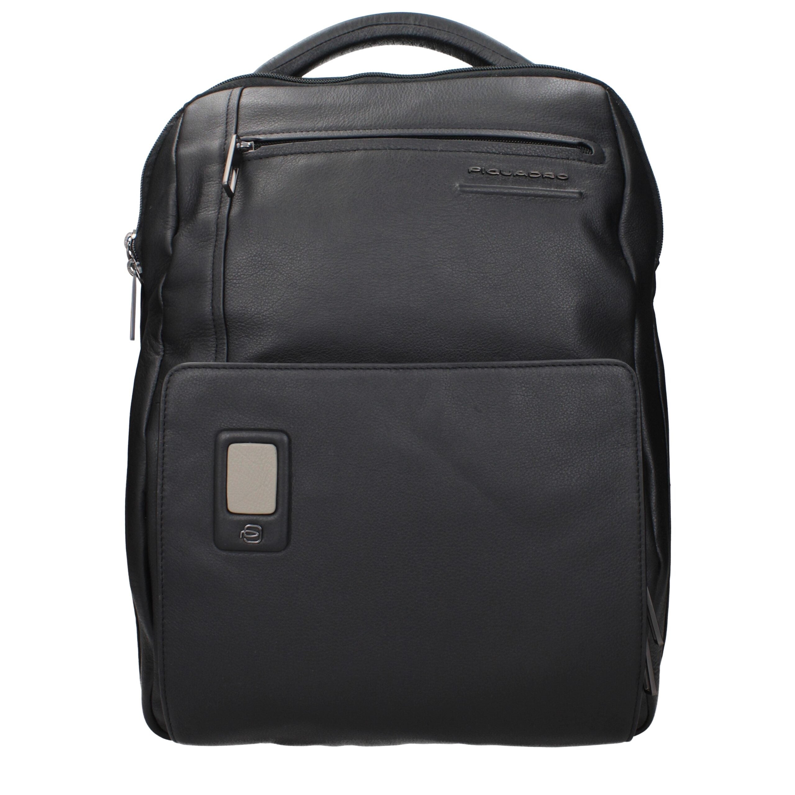Piquadro Black Leather Laptop Backpack CA5105AON