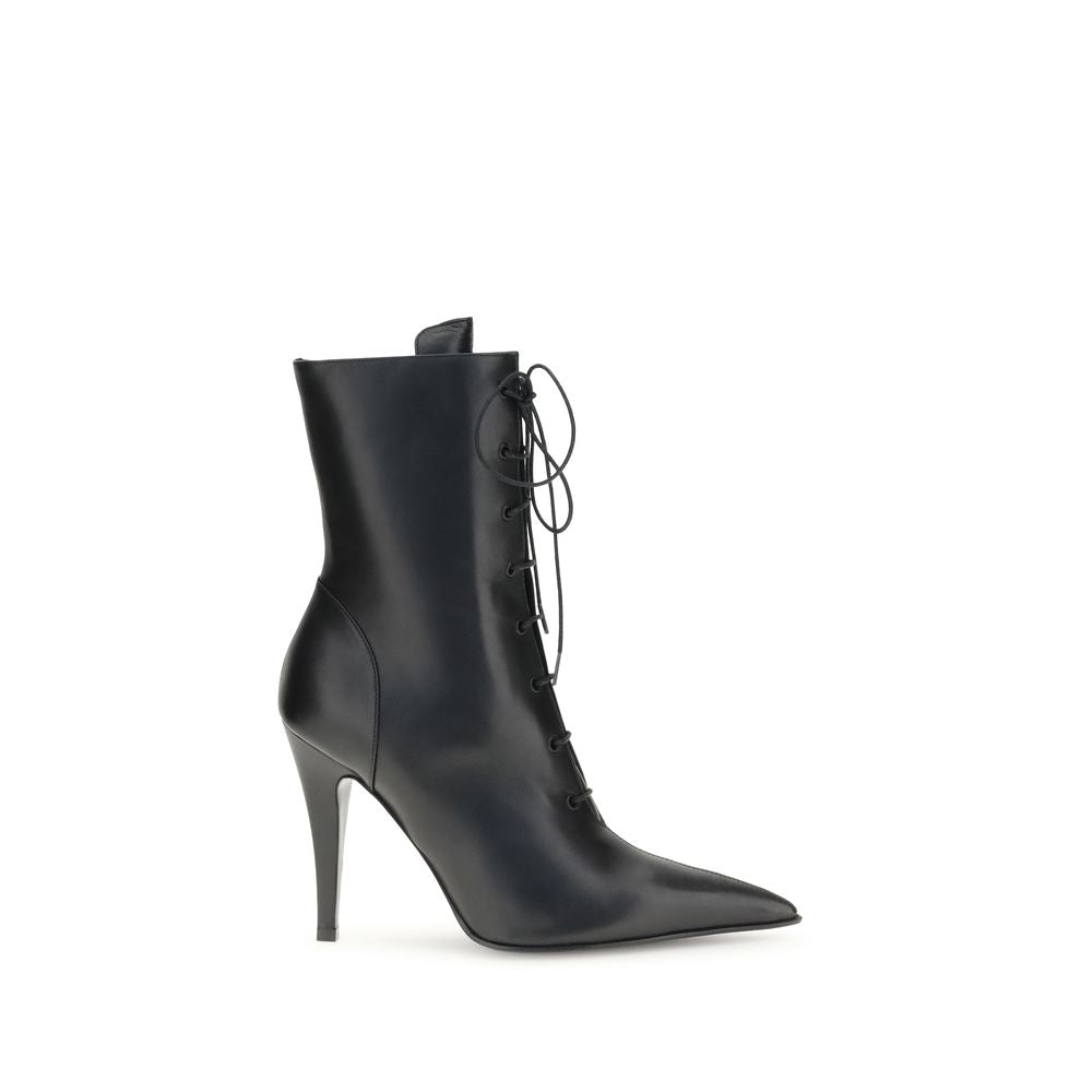Alexander McQueen Black Calfskin Lace-Up Boots