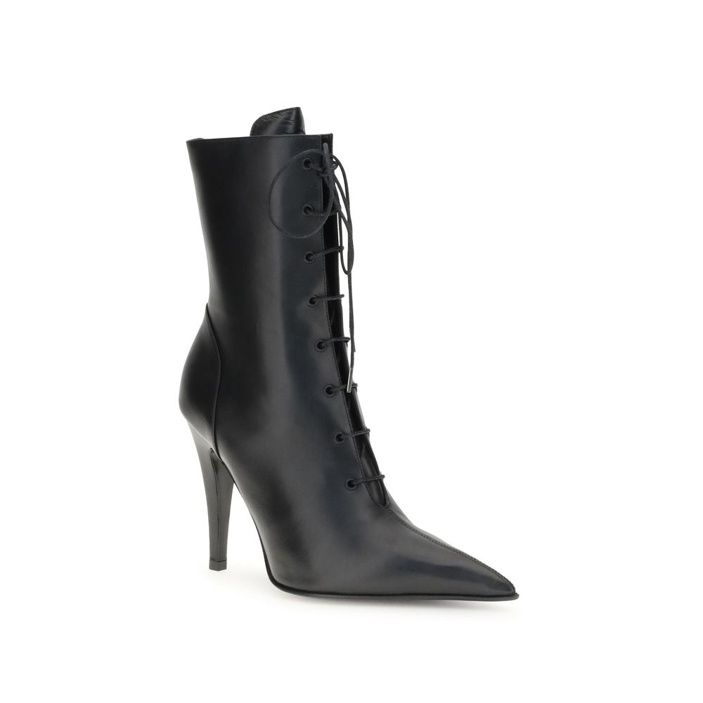 Alexander McQueen Black Calfskin Lace-Up Boots