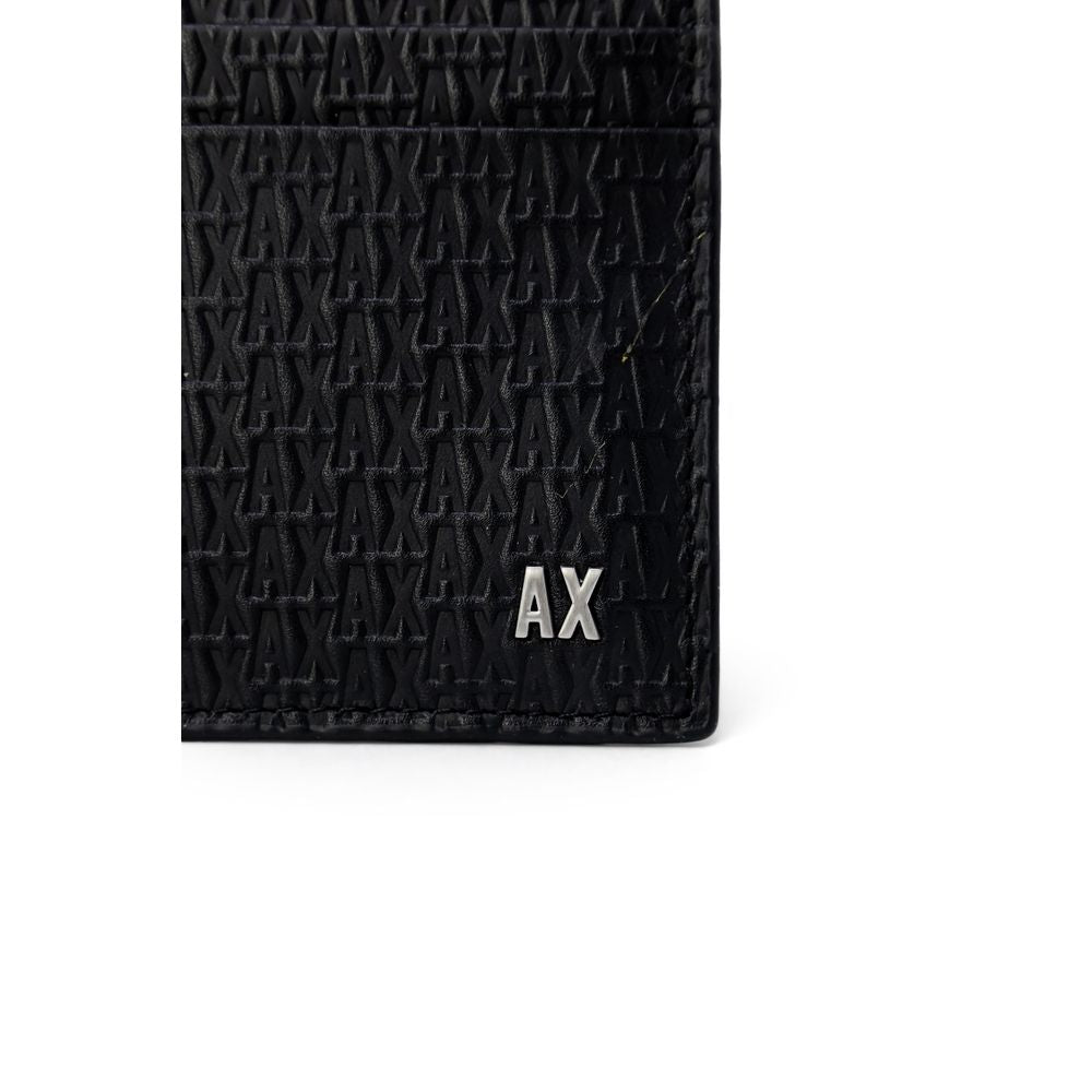 Armani Exchange Men's Wallet in Black Cowhide with All-Over Logo