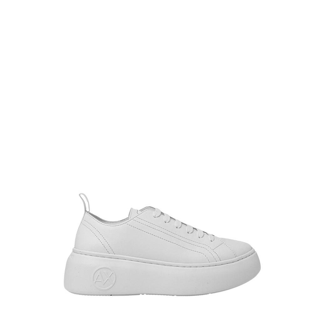 Armani Exchange Women's White Leather Platform Sneakers XDX043