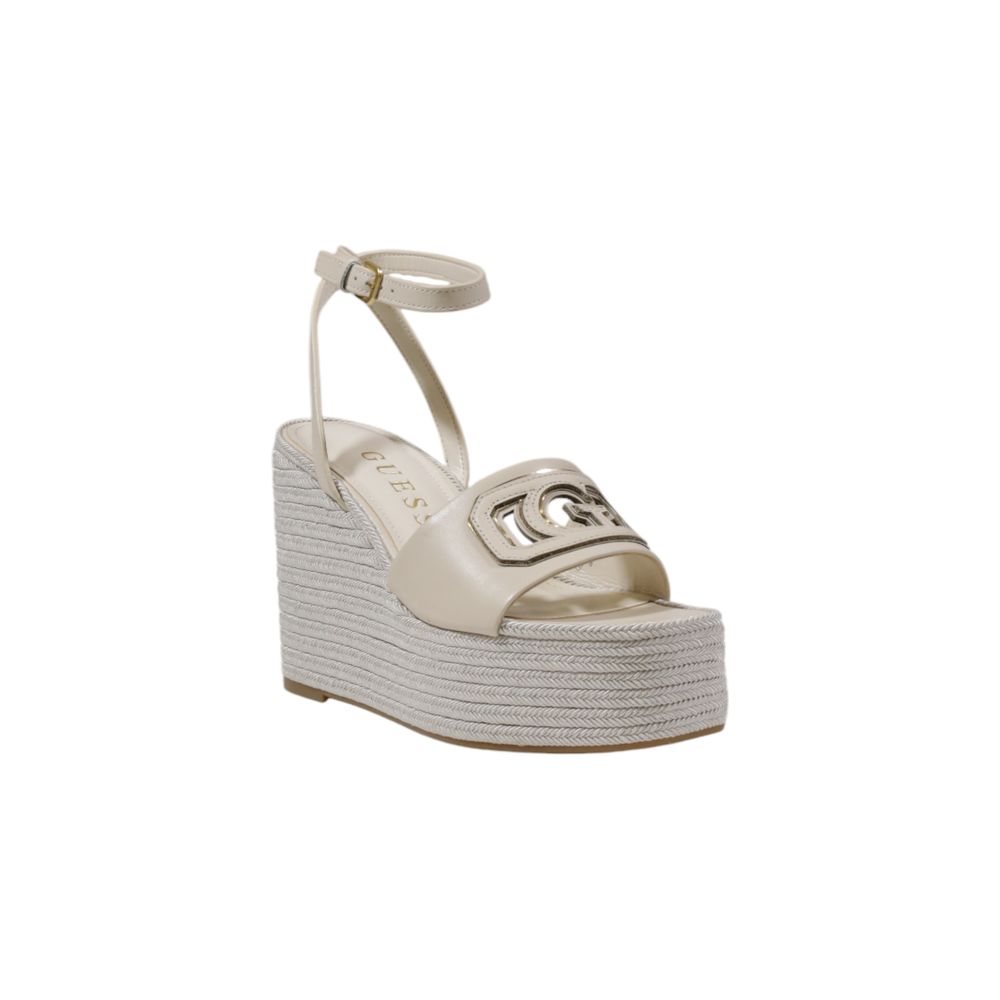 Guess TANVEE Wedge Sandals in Cream Synthetic Material