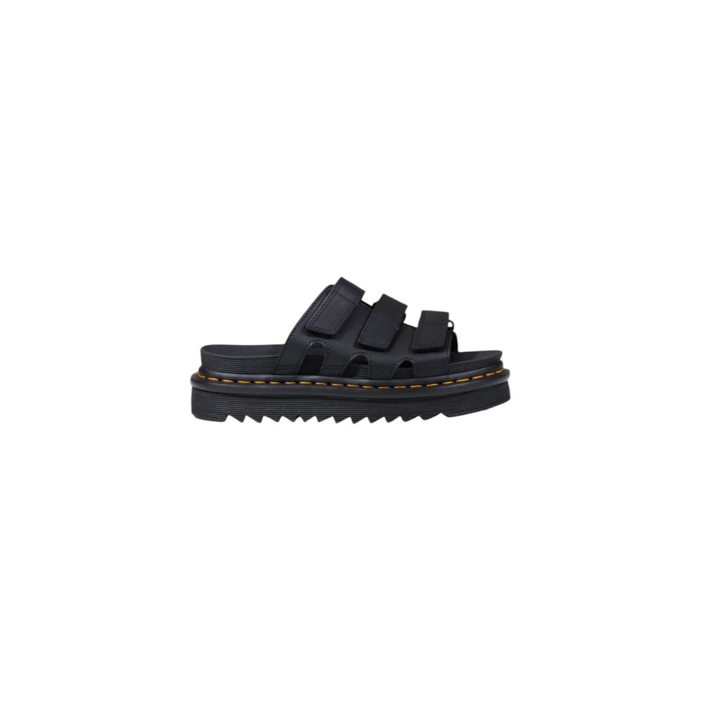 Dr. Martens Raine Slide Black Leather Platform Low Shoes, Sandal
