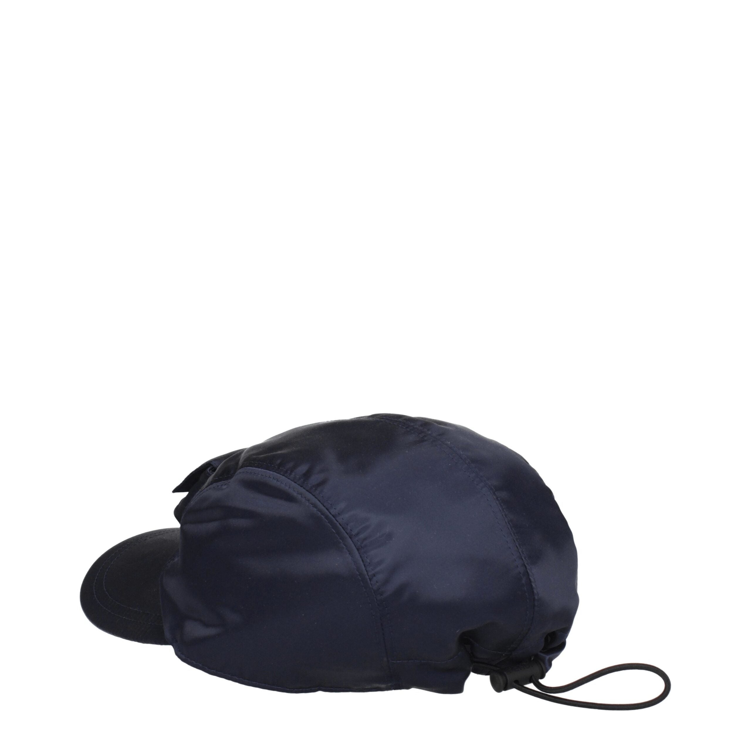 Fendi Blue Polyamide Baseball Cap with FF Logo and Drawstring Closure
