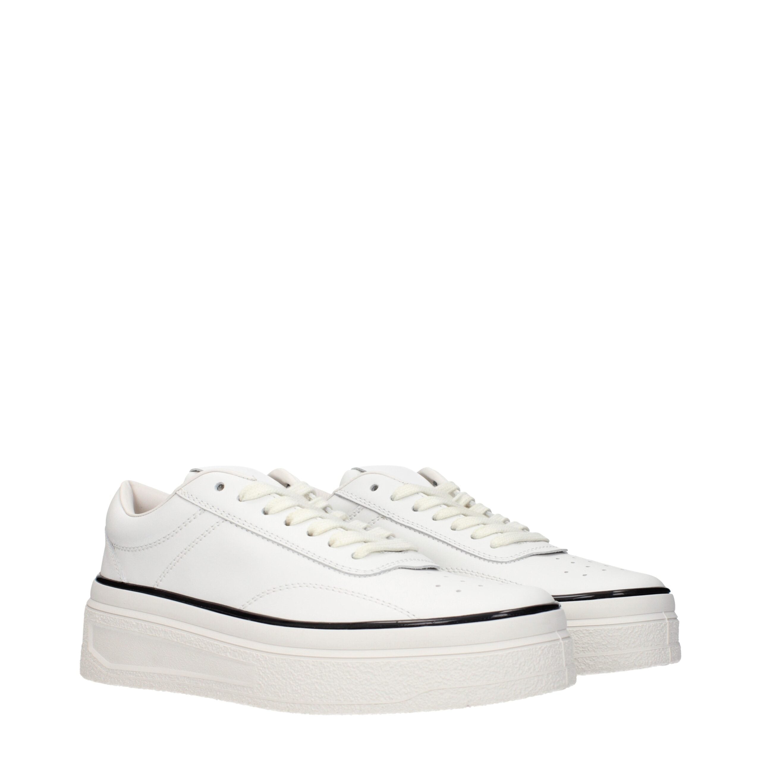 Jil Sander Platform Sneakers in Genuine White Leather