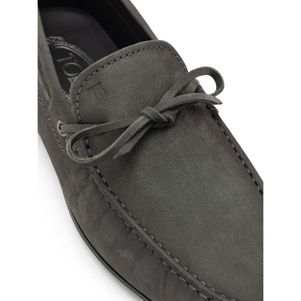 Tod's Gray Nubuc Leather Moccasin