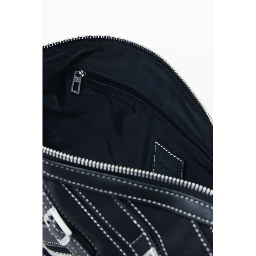 Desigual Fibonacci Munster 2.0 Shoulder Bag in Black Polyethylene, Adjustable Shoulder Strap