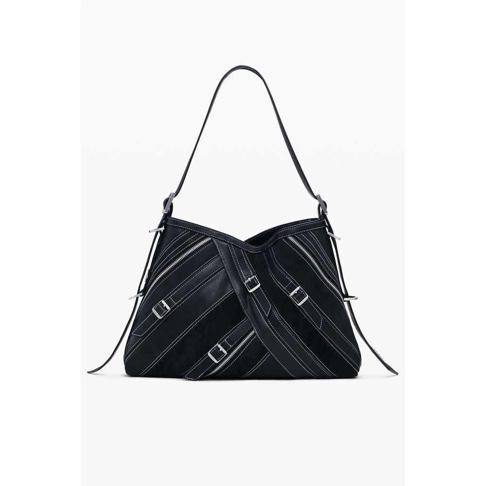 Desigual Fibonacci Buxton Shoulder Bag in Black Polyethylene, 2 Compartments and Contrasting Details