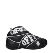 Off-White High-Top Sneakers in Black Leather with Front Logo