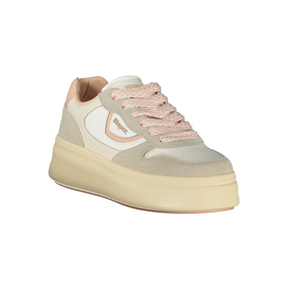 Blauer Women's Sneakers in Pink Polyurethane, Contrasting Grey Details