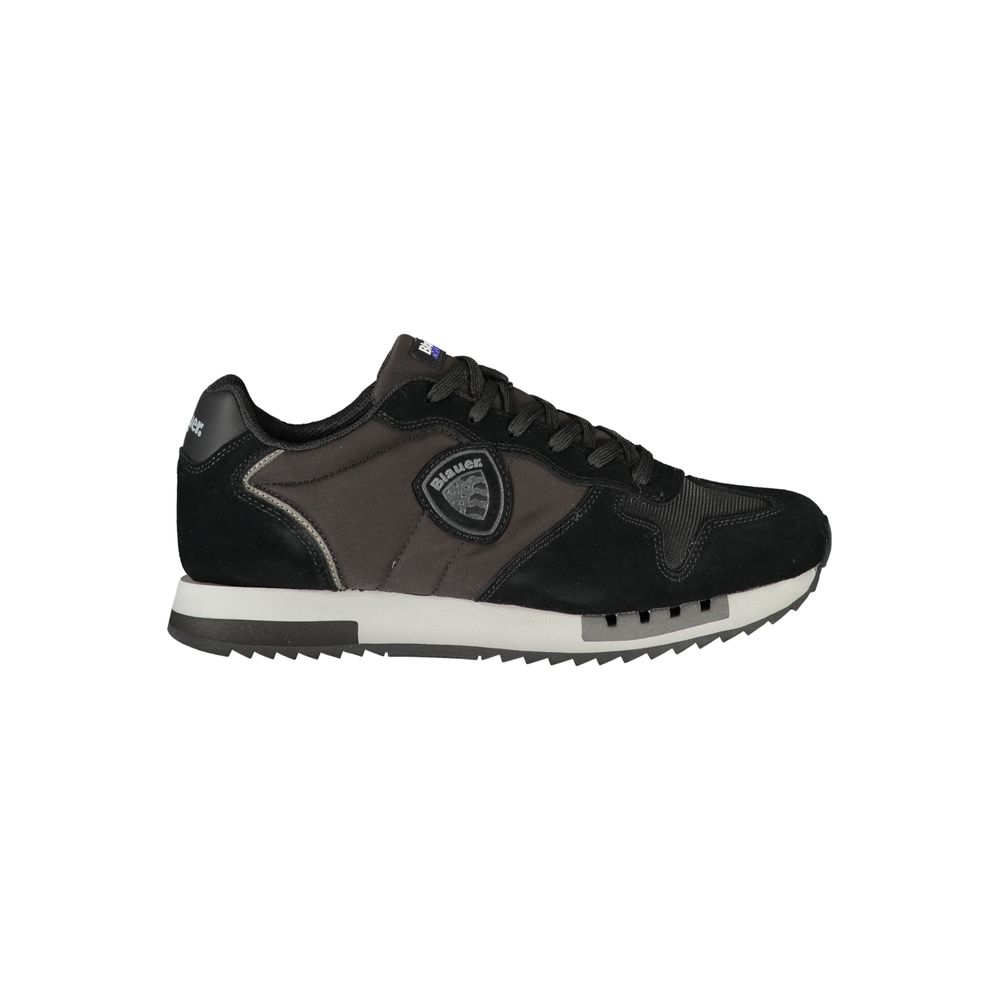 Blauer Men's Black Sports Sneakers with Contrasting Details and Removable Insole