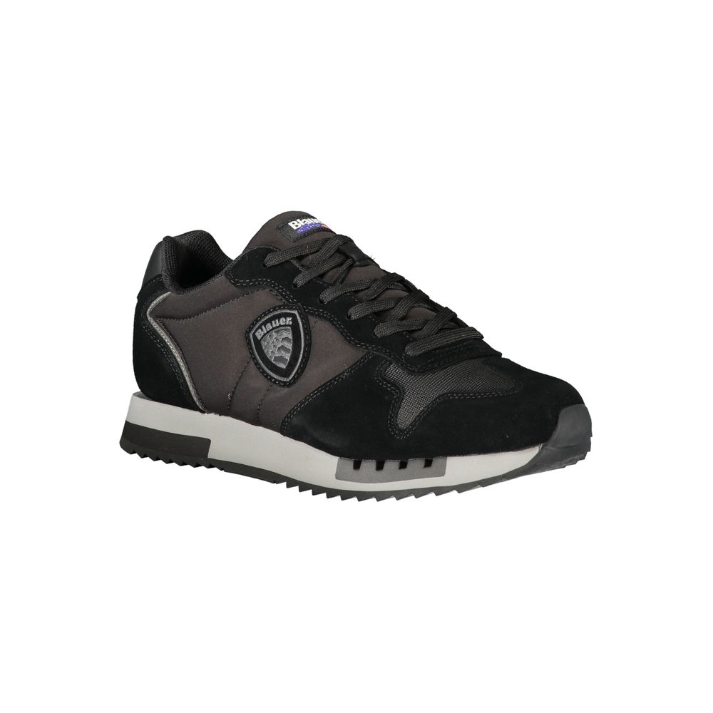Blauer Men's Black Sports Sneakers with Contrasting Details and Removable Insole