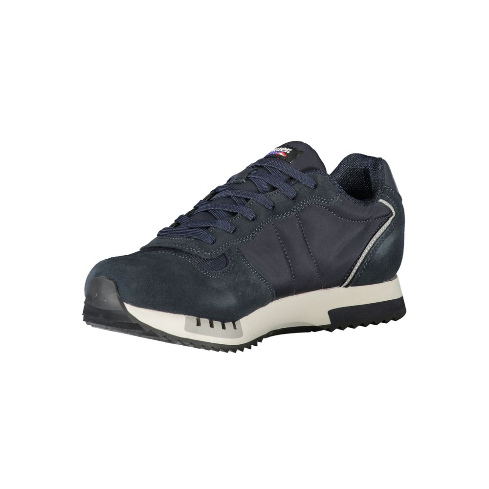 Blauer Men's Blue Leather Sports Sneakers with Contrasting Details and Removable Insole