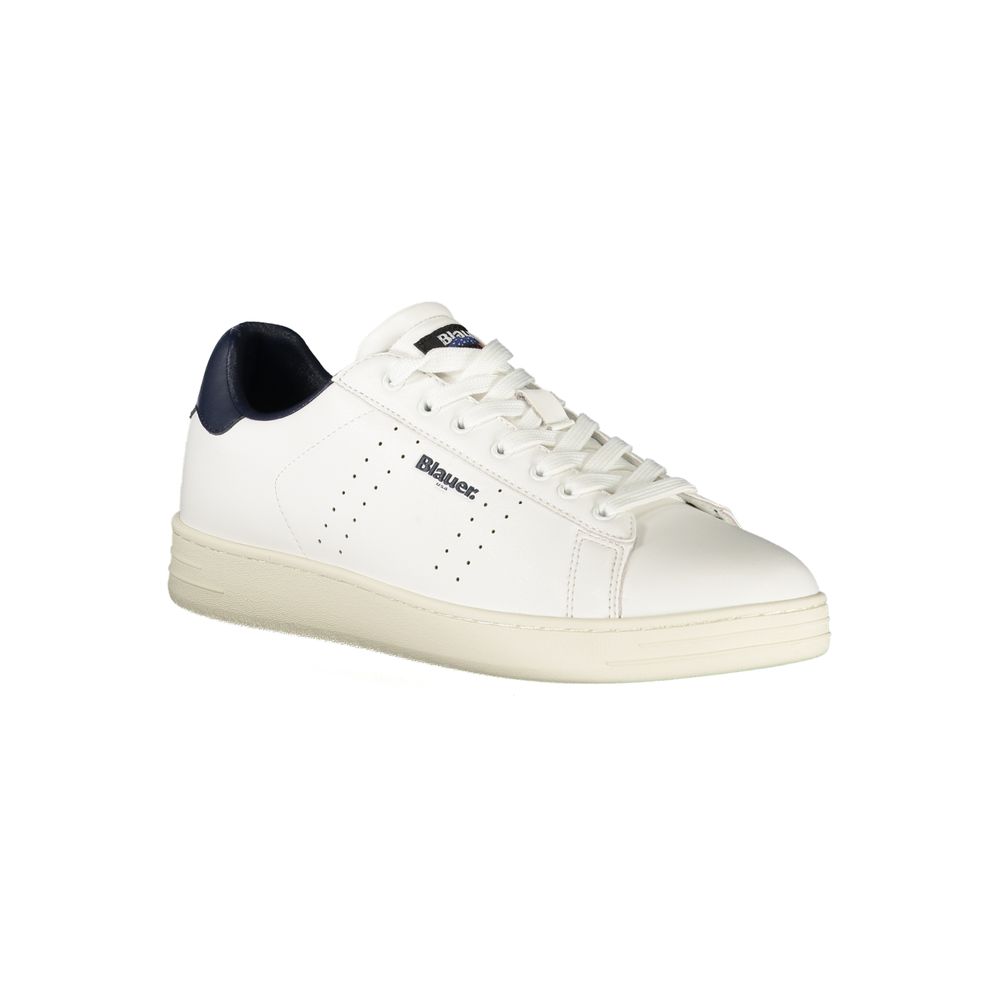 Blauer Men's White Sports Sneakers with Blue Details and Emblematic Logo