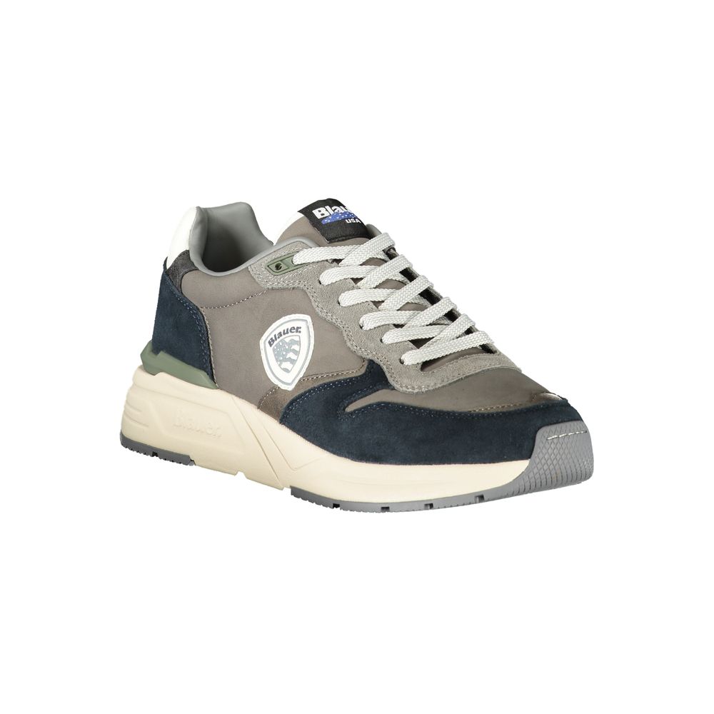 Blauer Men's Grey Sports Sneakers with Contrasting Details and Removable Insole