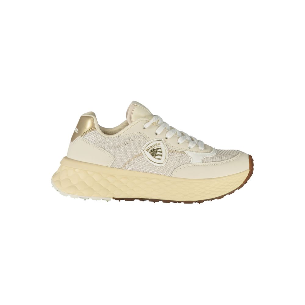 Blauer Women's Beige Sports Sneakers with Contrasting Gold Details and Logo