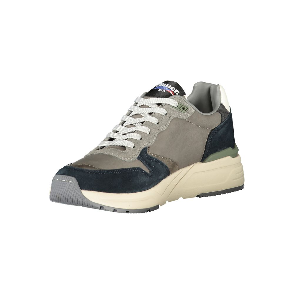 Blauer Men's Grey Sports Sneakers with Contrasting Details and Removable Insole