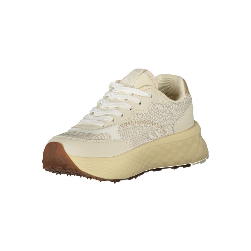 Blauer Women's Beige Sports Sneakers with Contrasting Gold Details and Logo