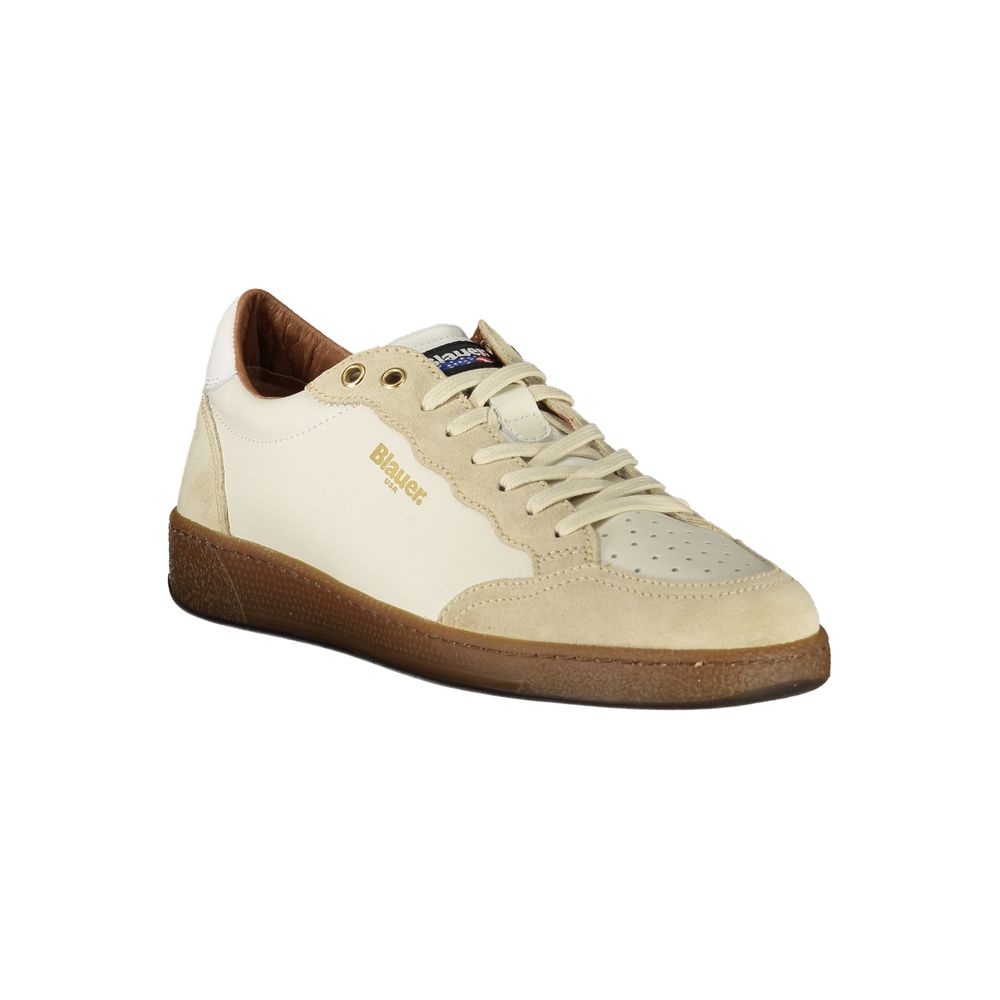Blauer Men's White Sports Shoe with Contrasting Details and Removable Insole