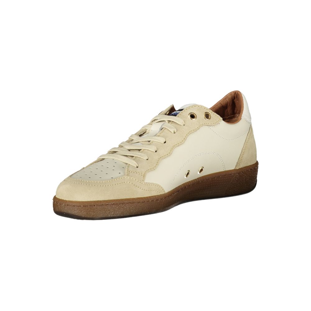Blauer Men's White Sports Shoe with Contrasting Details and Removable Insole