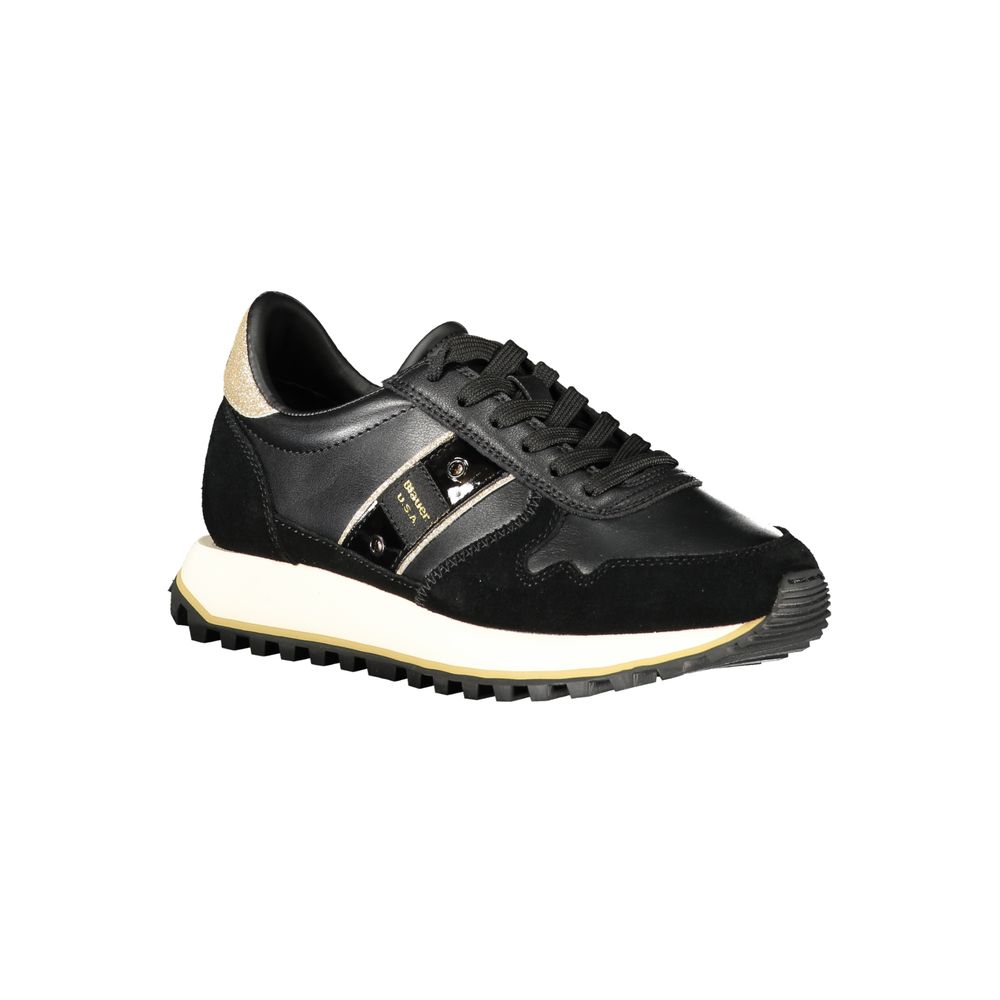 Blauer Women's Black Sports Sneakers with Contrasting Gold Details